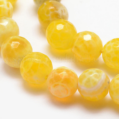 Natural Fire Crackle Agate Bead Strands Round Grade A Faceted Dyed