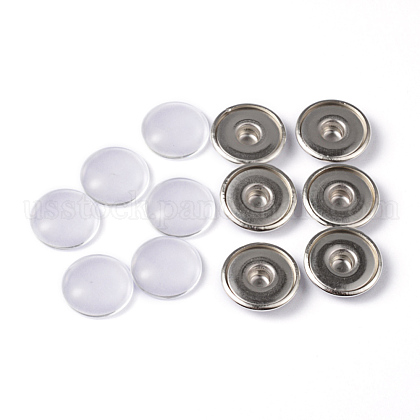 Snap Button Making Brass Snap Buttons with Clear Glass Cabochons US-BUTT-MSMC002-08-1