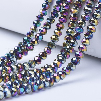Electroplate Transparent Glass Beads Strands US-EGLA-A034-T10mm-UA07-1