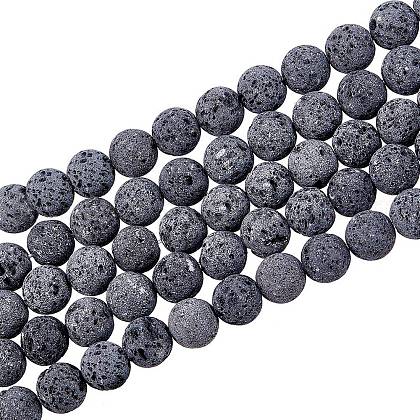 Unwaxed Natural Lava Rock Bead Strands US-G-F309-8mm-1