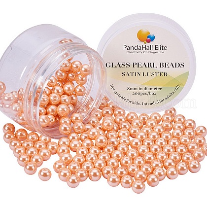 Pearlized Glass Pearl Round Beads US-HY-PH0001-8mm-057-1