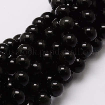 Natural Obsidian Round Beads Strands US-G-E329-6mm-37-1