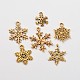 6pcs/set Tibetan Style Christmas Snowflake Pendants US-TIBEP-X0119-AG-1
