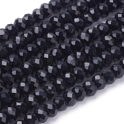 Faceted Rondelle Transparent Glass Beads Strands US-GLAA-R029-4mm-17A-1