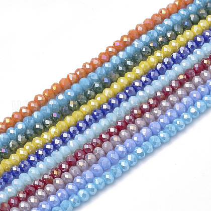 Electroplate Glass Beads Strands US-EGLA-Q115-6x4mm-M-1