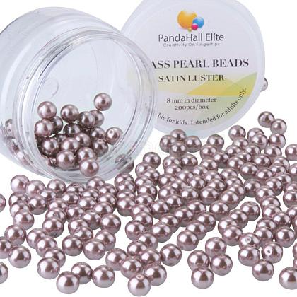 Pearlized Glass Pearl Round Beads US-HY-PH0001-8mm-046-1