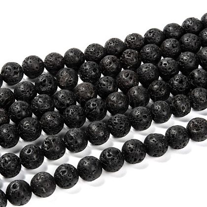 Natural Lava Rock Round Bead Strands US-G-M169-10mm-03-1