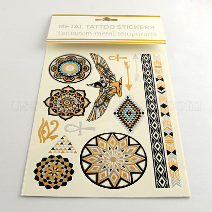 Mixed Shapes Cool Body Art Removable Fake Temporary Tattoos Metallic Paper Stickers US-AJEW-Q081-31-1