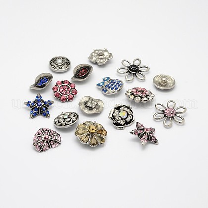 Mixed Alloy Rhinestone Jewelry Snap Buttons US-SNAP-N018-01-1