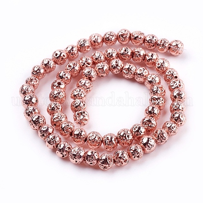Electroplated Natural Lava Rock Bead Strands&nbsp;US-G-E429-01-6mm-RG-2