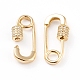 Brass Micro Pave Clear Cubic Zirconia Screw Carabiner Lock Charms US-ZIRC-L093-51G-2