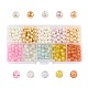 Barely Pink Mixed Baking Painted Crackle Glass & Glass Pearl Bead Sets US-HY-X0009-6mm-05-1