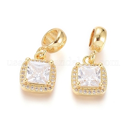 Brass Micro Pave Clear Cubic Zirconia European Dangle Charms US-OPDL-L016-13G