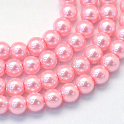 Baking Painted Pearlized Glass Pearl Round Bead Strands US-HY-Q003-6mm-53-1
