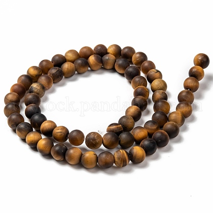 Natural Frosted Tiger Eye Round Bead Strands&nbsp;US-G-M064-6mm-02-2