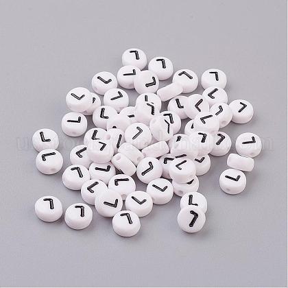 Flat Round with Letter L Acrylic Beads US-X-PL37C9070-L-1