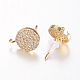 Brass Micro Pave Cubic Zirconia Stud Earring Findings US-ZIRC-E132-13A-G-2