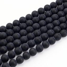 Dyed & Heated Natural Black Agate Bead Strands US-G-H056-4mm