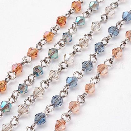Handmade Electroplate Glass Beads Chains US-AJEW-JB00285-1