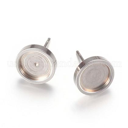 201 Stainless Steel Stud Earring Settings US-STAS-T004-08-1