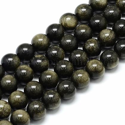 Natural Golden Sheen Obsidian Beads Strands US-G-S150-20-8mm-1