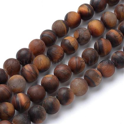 Natural Tiger Eye Round Bead Strands US-G-T055-8mm-04-1