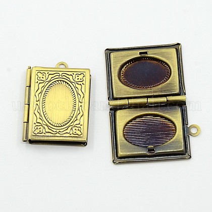 Romantic Valentines Day Ideas for Him with Your Photo Brass Locket Pendants US-ECF136-2AB-1