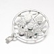 Chakra Jewelry Brass Gemstone Flat Round Pendants US-KK-J298-19-NR-2