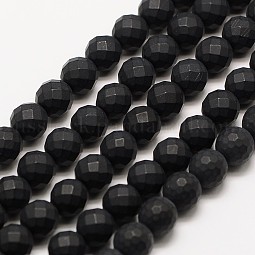 Frosted Natural Black Onyx Bead Strands US-G-A131-8mm-02
