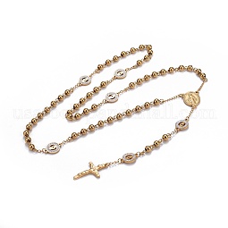 304 Stainless Steel Rosary Bead Necklaces for Easter US-NJEW-L159-04G