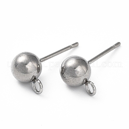 304 Stainless Steel Ball Post Stud Earring Findings US-STAS-Z035-02P-F