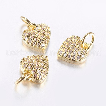Long-Lasting Plated Brass Micro Pave Cubic Zirconia Charms US-X-ZIRC-F069-41G-1