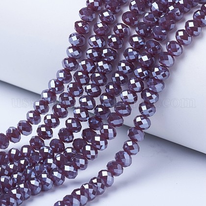 Electroplate Glass Beads Strands US-EGLA-A034-J6mm-A07-1