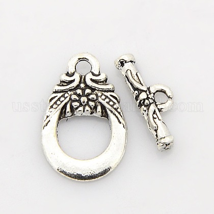 Tibetan Style Alloy Flower Toggle Clasps US-PALLOY-J471-15AS-1