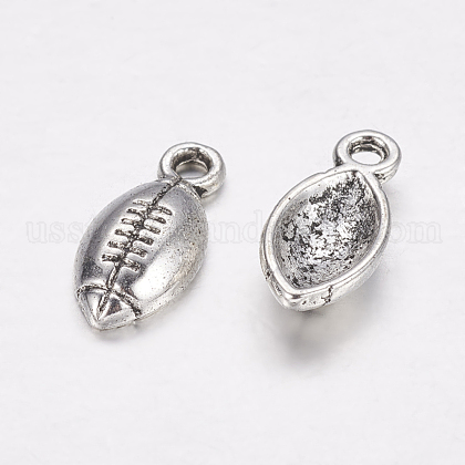 Football Sports Theme Tibetan Style Alloy Rugby Charms US-TIBEP-A14124-AS-RS-1