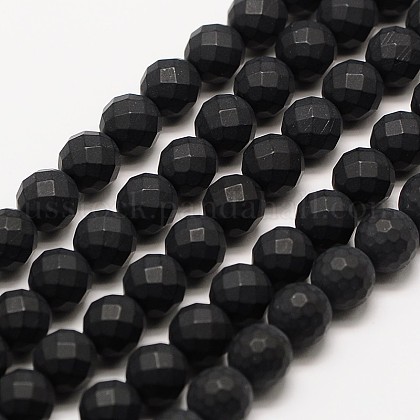 Frosted Natural Black Onyx Bead Strands&nbsp;US-G-A131-8mm-02-1