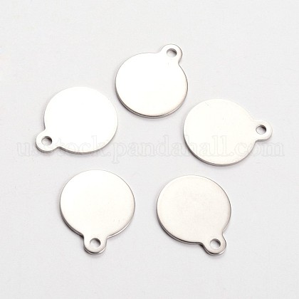Flat Round Stainless Steel Blank Stapmping Tag Pendants US-STAS-L166-07-1