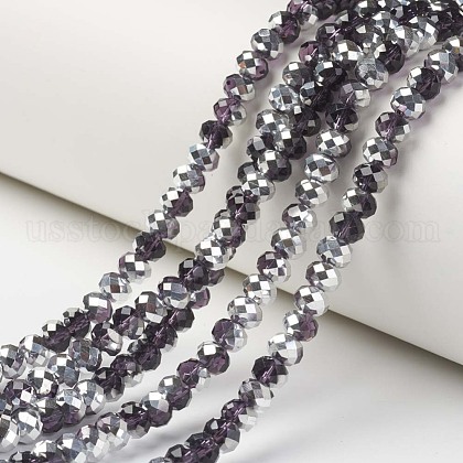 Electroplate Transparent Glass Beads Strands US-EGLA-A034-T10mm-M11-1
