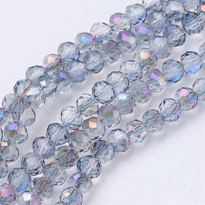 Electroplate Glass Faceted Rondelle Beads Strands US-EGLA-D020-4x3mm-18-1