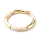 Acrylic Imitation Gemstone Curved Tube Beaded Chunky Stretch Bracelet for Women US-BJEW-JB07634-2