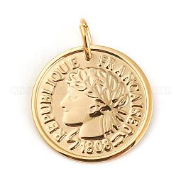 304 Stainless Steel Coin Pendants US-STAS-F183-05G