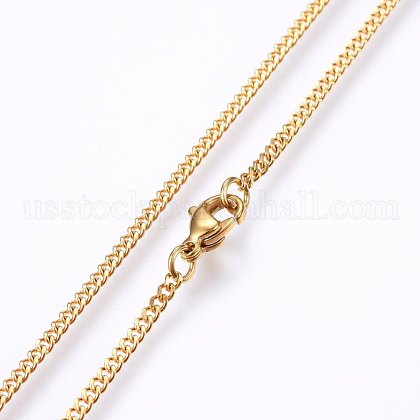 304 Stainless Steel Curb Chain Necklaces US-MAK-L015-32F-1