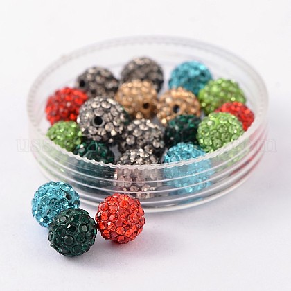 Grade A Rhinestone Pave Disco Ball Beads US-RB-Q102-M-1