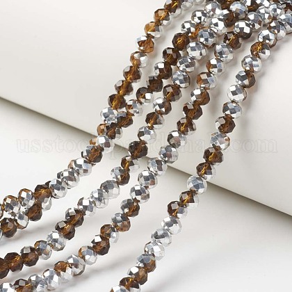 Electroplate Transparent Glass Beads Strands US-EGLA-A034-T10mm-M20-1
