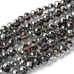 Electroplate Glass Faceted Rondelle Beads Strands US-EGLA-D020-10x8mm-21