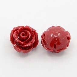 Synthetic Coral 3D Flower Rose Beads US-CORA-A006-15mm-002