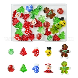 Christmas Theme Handmade Lampwork with Transparent Glass Bead Set US-DIY-FS0006-97