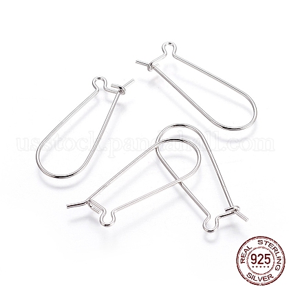 Rhodium Plated 925 Sterling Silver Earring Hoop Findings Kidney Wires Hooks 33x12.7mm Leverback Earrings US-STER-I005-07P-1