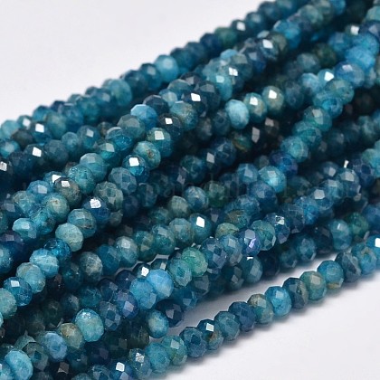 Faceted Rondelle Natural Apatite Bead Strands US-G-F289-48B-1