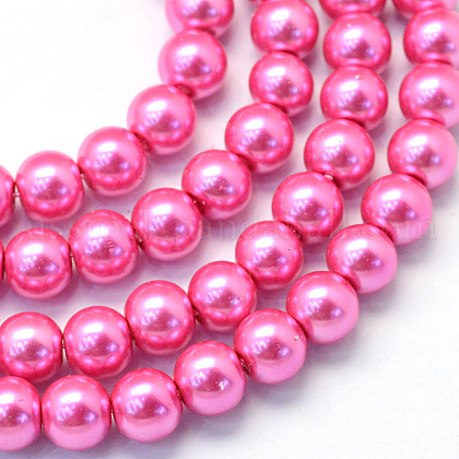 Baking Painted Pearlized Glass Pearl Round Bead Strands US-HY-Q003-4mm-54-1